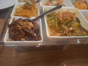 Part of the vegetarian rice table at Bandung in Den Bosch