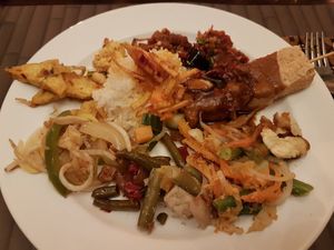 selection of the ricetable on plate at Bandung in Den Bosch