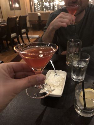 Complementary pomegranate martinis  at Bistro Aracosia in Washington