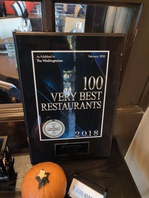 One of Washington's 100 Best at Bistro Aracosia in Washington
