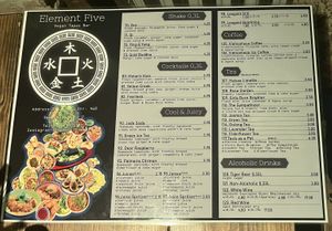 Drinks Menu  at Element Five in Berlin