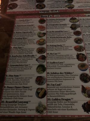 Menu   at Element Five in Berlin