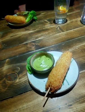 Corn dog, very cheesy at Element Five in Berlin