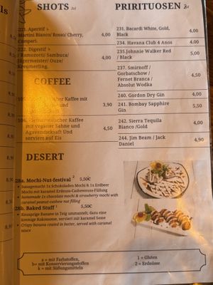 Menu  at Element Five in Berlin