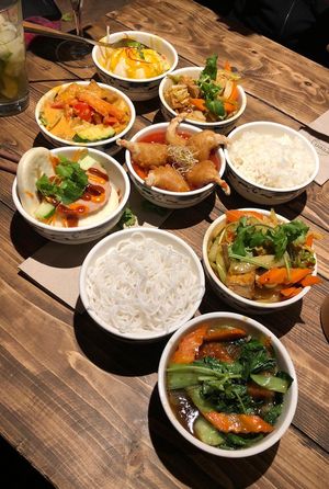 tapas, rice, noodles at Element Five in Berlin