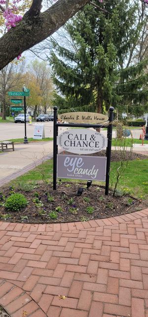 Sign out front at Eye Candy Bake Shop in Geneva