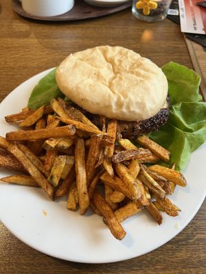 Black bean burger with home made french fries  at Gasthof Zur Sägemühle in Hiltpoltstein