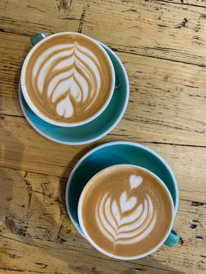 oat milk lattes at The Locker in Cambridge