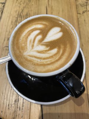 Fabulous coffee, flat white with oat milk   at The Locker in Cambridge