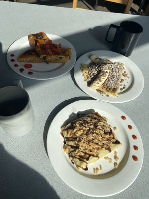 Top two crepes are vegan, lower one is vegetarian   at Lockwood in Ames