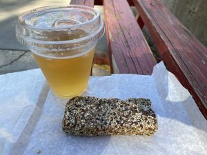Vegan raw energy bar and kombucha   at Lucky's Bakehouse in Boulder