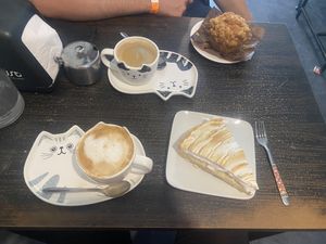 Coffee, lemon pie and muffin   at Gran Tirano in Valparaiso
