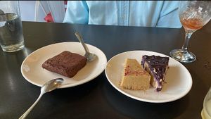 Brownie, rose cardamom pie, blueberry cheesecake  #Veganuary at Giving Tree Cafe in Phoenix