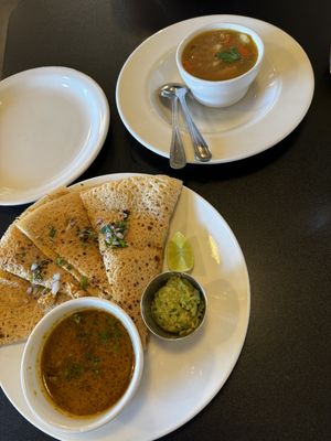 Birria Quesadilla and Papas Potato Soupp  at Giving Tree Cafe in Phoenix