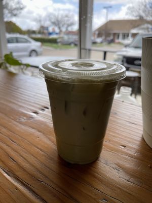 (an amazing) iced matcha with oat milk and lavender  at Ultreya Coffee and Tea in San Diego