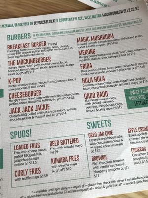 Burgers at Mockingbird in Wellington