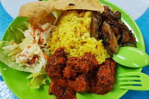 Nasi Briyani (Tumeric rice) at My Home Vegetarian 素心小吃 in Central Singapore