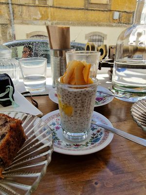 Thai chia pudding (ordered vegan) at Tiffin Cafe in Lisbon