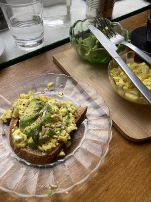 My own assembled bread with avo and scrambled tofu  at Tiffin Cafe in Lisbon