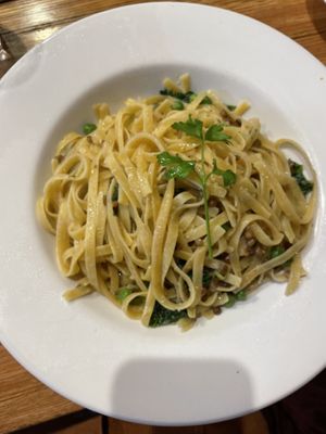 Olive oil and caper fettuccini   at Universal in Carlton