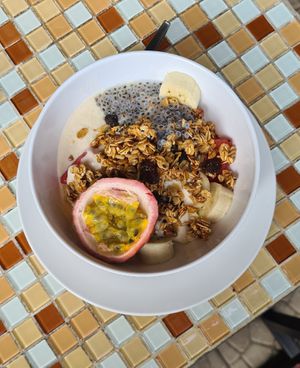 Fresh fruit muesli with soy yoghurt. at Da's Home Bakery in Chiang Mai