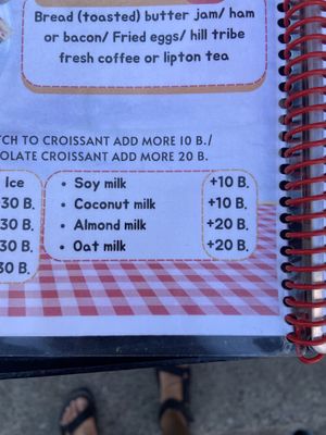 Non-diary milks  at Da's Home Bakery in Chiang Mai