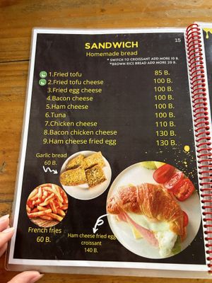 Menu  at Da's Home Bakery in Chiang Mai