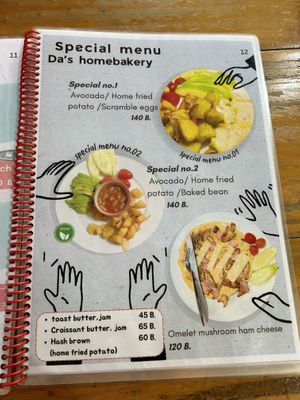 Menu  at Da's Home Bakery in Chiang Mai
