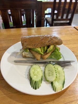 Avocado and fried tofu sandwich  at Da's Home Bakery in Chiang Mai