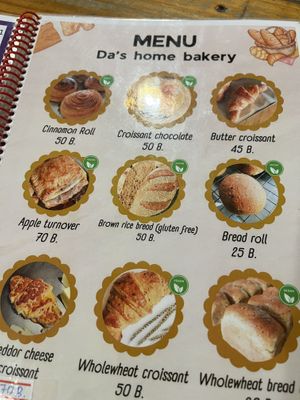 Menu  at Da's Home Bakery in Chiang Mai