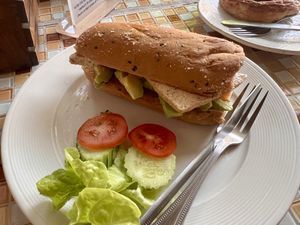 Fried tofu and avocado sandwich   at Da's Home Bakery in Chiang Mai