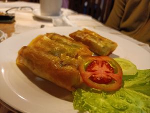 Vegan spring rolls at Eco Cafe 2 in Banjar