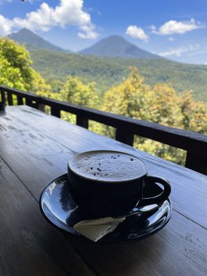 Coconut wild luwak latte with view  at Eco Cafe 2 in Banjar