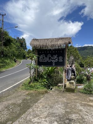 Outside the cafe  at Eco Cafe 2 in Banjar