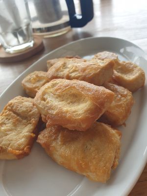 extra side dish of fried tofu at Eco Cafe 2 in Banjar