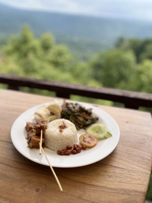 Table by the view 😍  at Eco Cafe 2 in Banjar