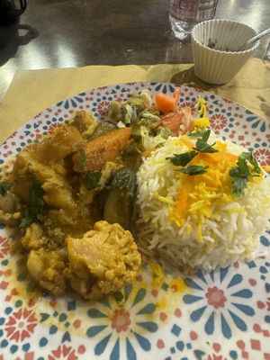 Vegan veggie stew with ricee  at Africa Experience in Venice