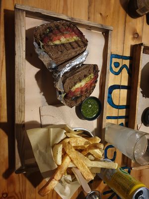 Vegan burger at Burger Street in Paros