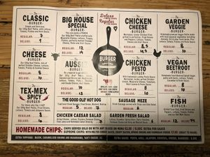 The menu at Burger Street in Paros