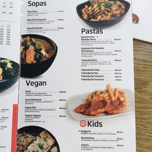 Vegan menu  at Nikkori in Hermosillo