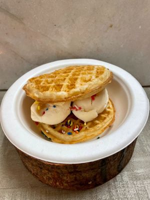 Waffles with Vegan Ice Cream (gluten-free) at Healing 4 The Soul in Hasbrouck Heights