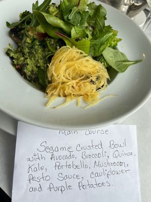 Chef's choice squash noodles and lots of veggies. at Black Bear Bistro in Algonquin