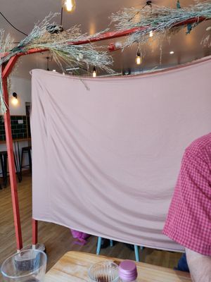 Dividers between tables at Green Olive in Menai Bridge