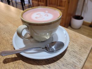 Beetroot Latte at Green Olive in Menai Bridge