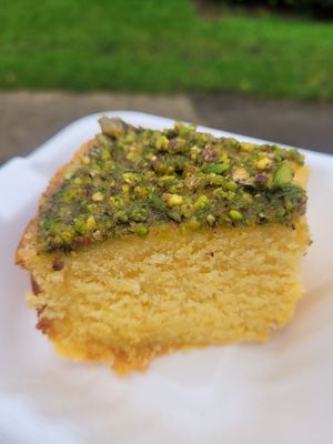 Lemon Pistachio Polenta Cake at Green Olive in Menai Bridge