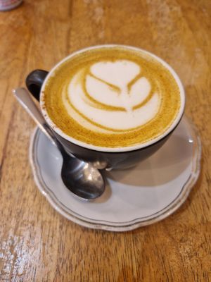 Turmeric chai at Green Olive in Menai Bridge