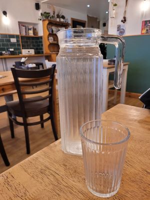 Water (for one) #Veganuary at Green Olive in Menai Bridge
