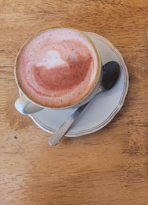 Beetroot Latte at Green Olive in Menai Bridge