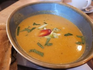 Spiced Cauliflower Soup at Green Olive in Menai Bridge