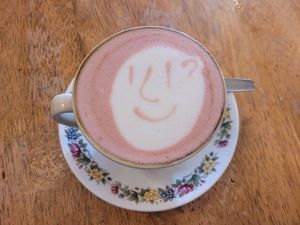 Beetroot Latte at Green Olive in Menai Bridge